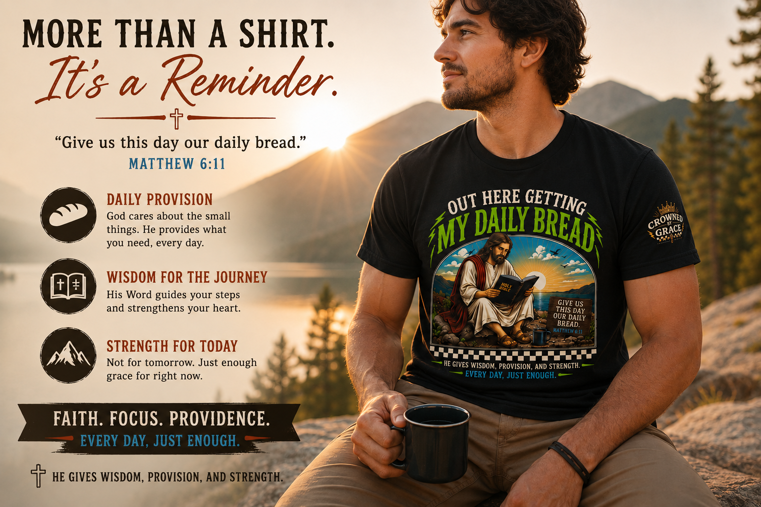 My Daily Bread Christian Shirt | Matthew 6:11 Faith Tee | Crowned by Grace