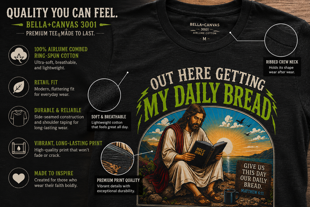 My Daily Bread Christian Shirt | Matthew 6:11 Faith Tee | Crowned by Grace