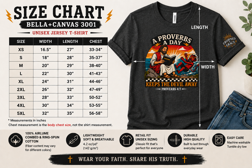 A Proverbs A Day Keeps The Devil Away Shirt | Christian Graphic Tee | Faith Based Streetwear | Proverbs 4:7 Tee | Crowned By Grace