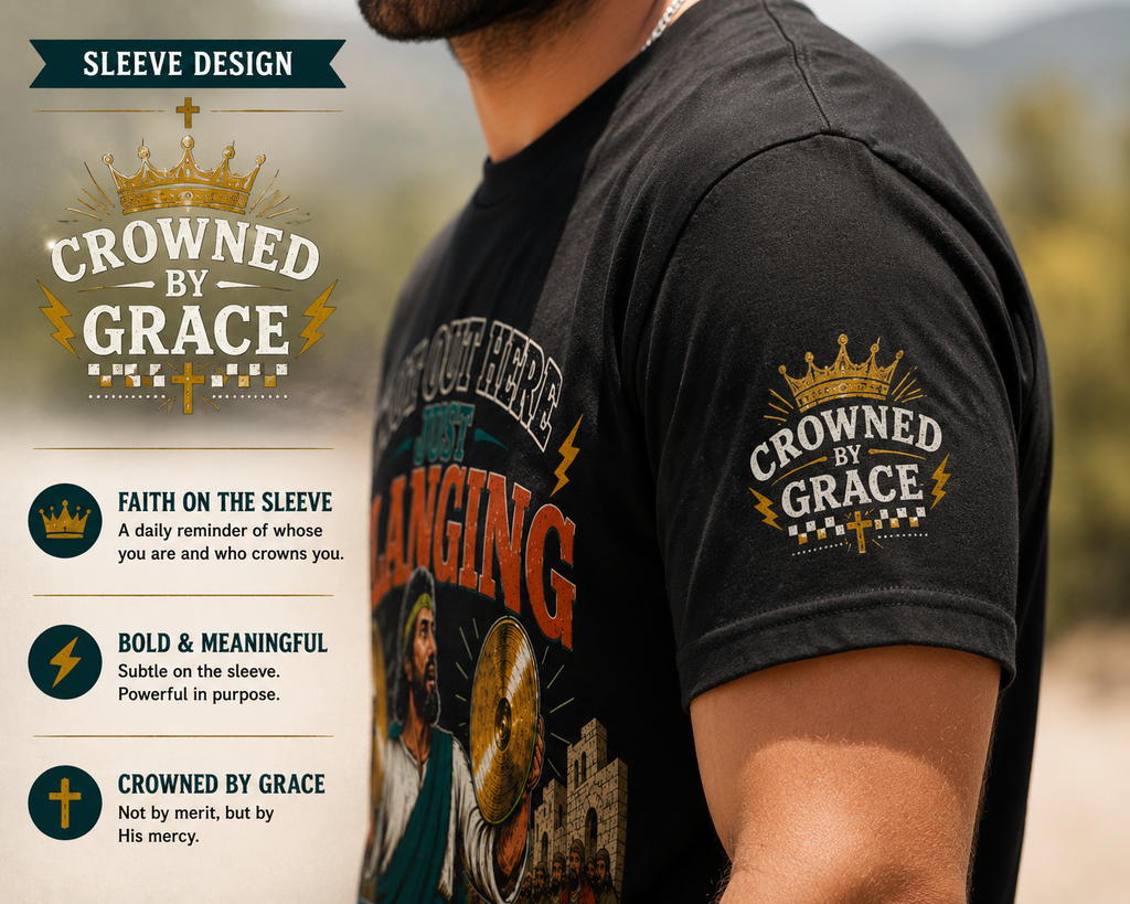 Not Out Here Just Clanging Cymbals Shirt | 1 Corinthians 13:1 Christian Graphic Tee | Faith Streetwear by Crowned By Grace