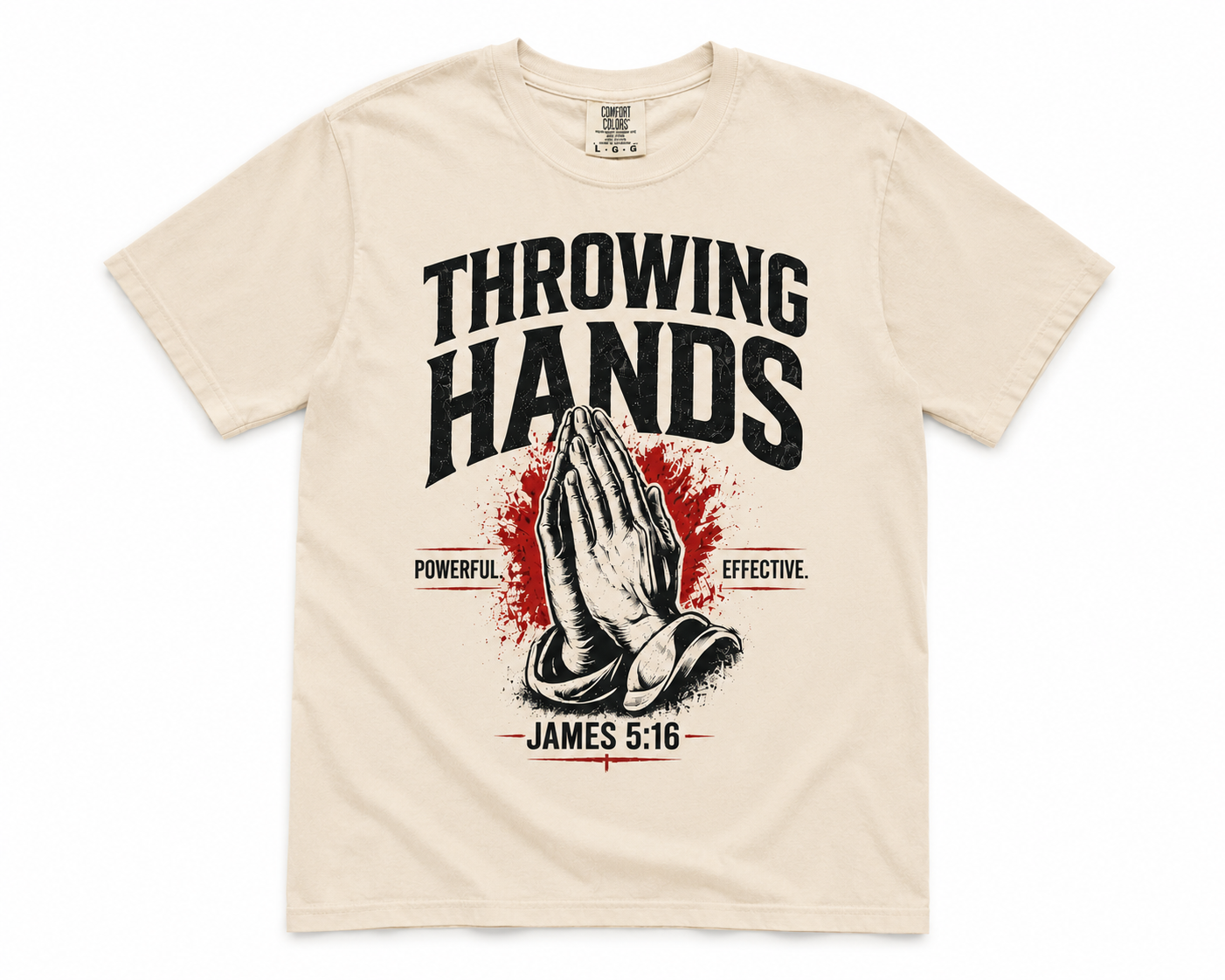 Throwing Hands Prayer Shirt Premium | James 5:16 Christian Tee | Powerful Effective Prayer Shirt | Faith Streetwear by Crowned by Grace