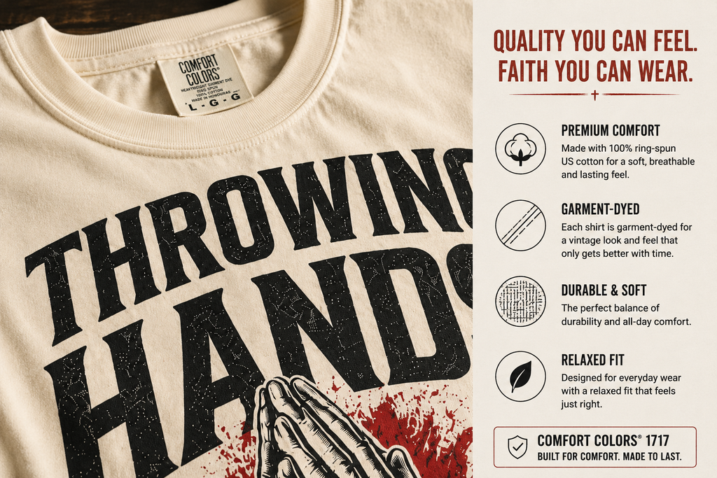 Throwing Hands Prayer Shirt Premium | James 5:16 Christian Tee | Powerful Effective Prayer Shirt | Faith Streetwear by Crowned by Grace