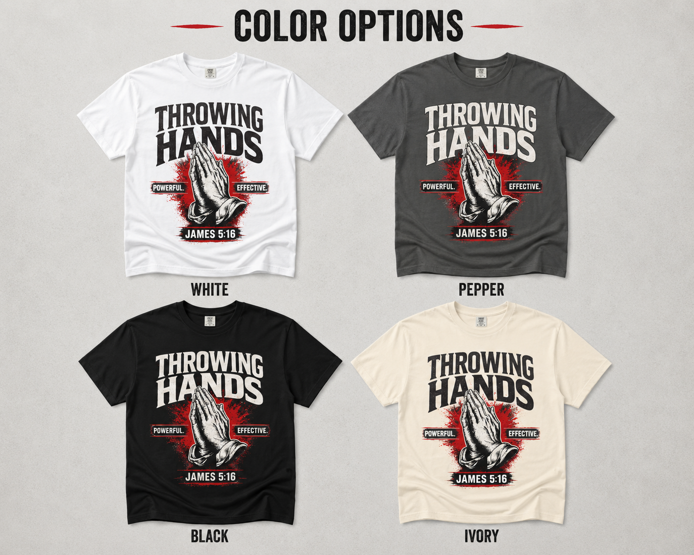 Throwing Hands Prayer Shirt Premium | James 5:16 Christian Tee | Powerful Effective Prayer Shirt | Faith Streetwear by Crowned by Grace
