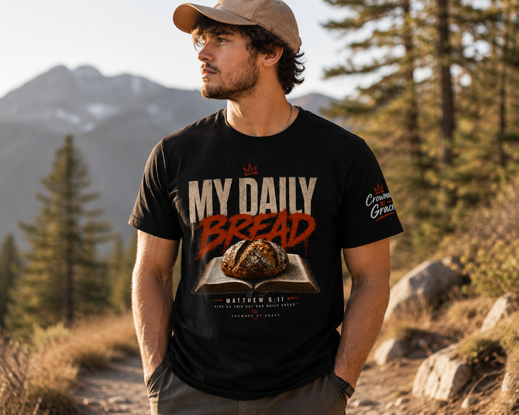 Christian Streetwear Shirt My Daily Bread Matthew 6:11 Tee Crowned By Grace Faith Shirt Bible Verse Graphic Tee