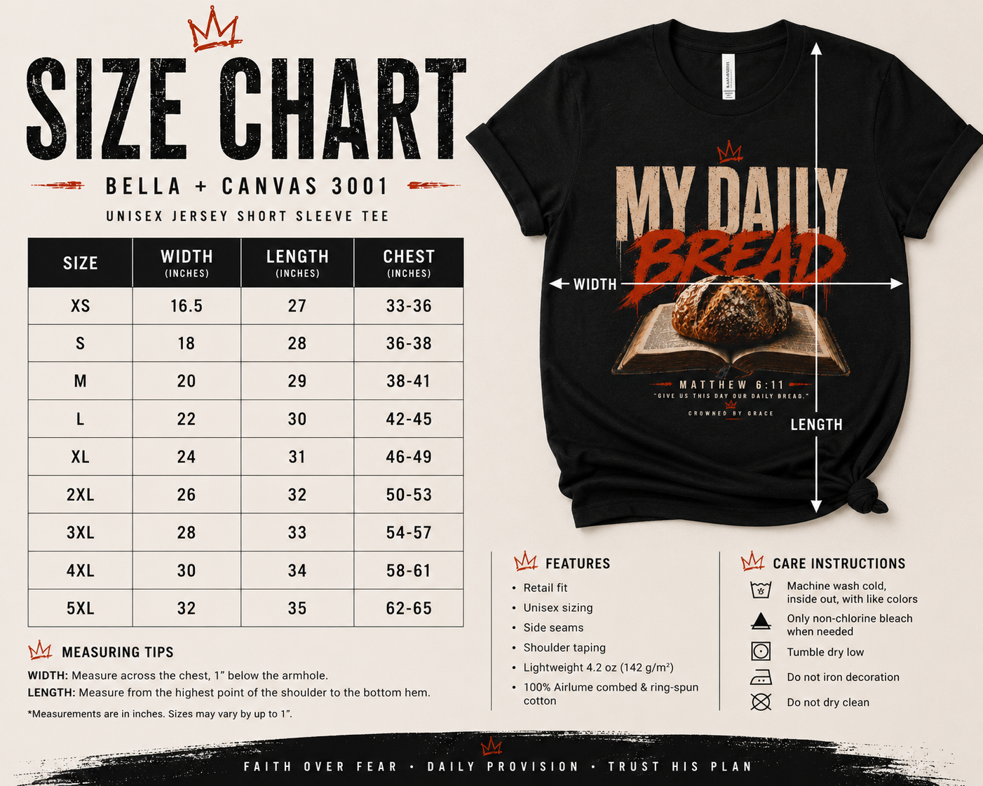 Christian Streetwear Shirt My Daily Bread Matthew 6:11 Tee Crowned By Grace Faith Shirt Bible Verse Graphic Tee