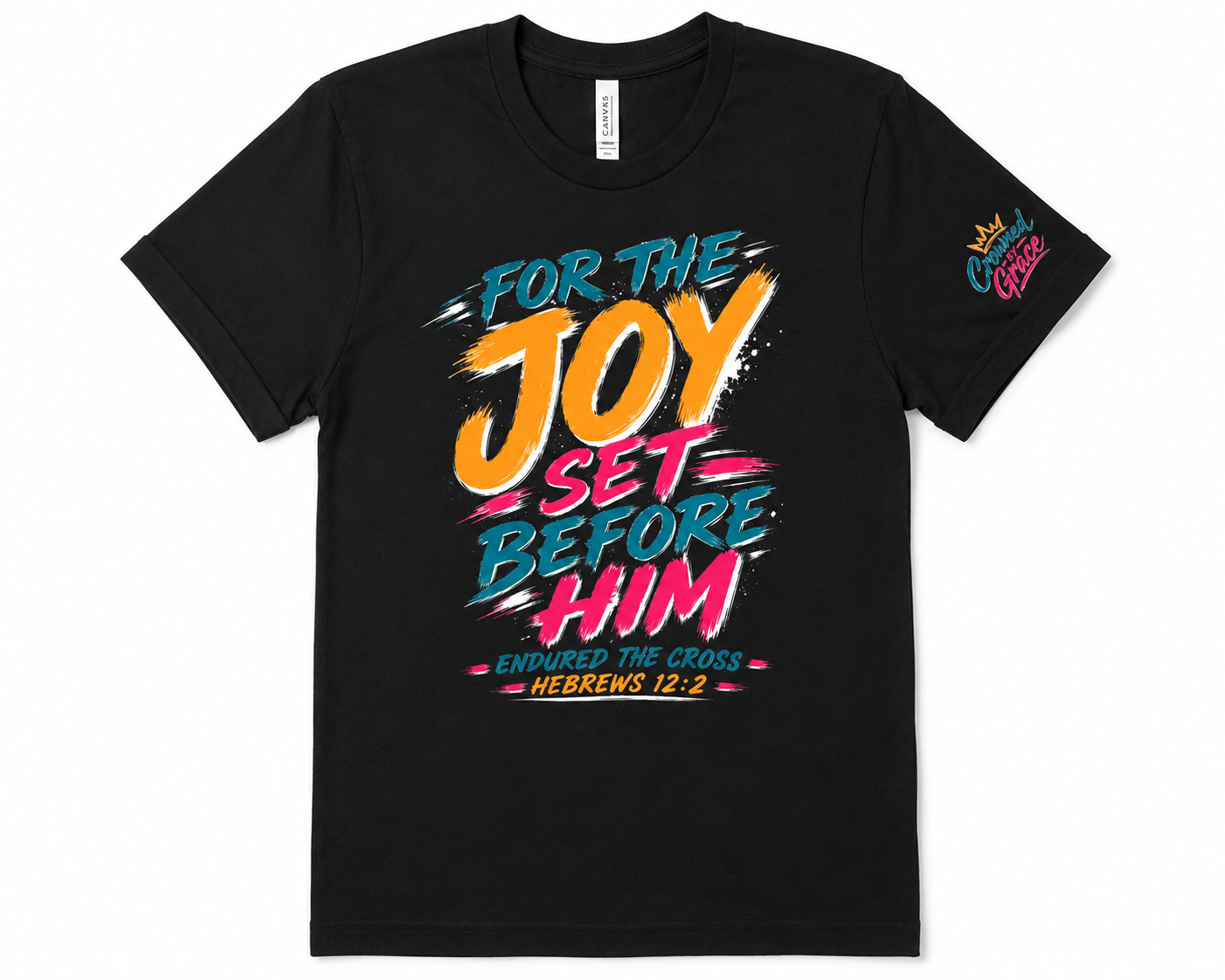 For the Joy Set Before Him Shirt, Christian Streetwear Tee, Hebrews 12:2 Graphic Tee, Faith Based Shirt, Christian Gift