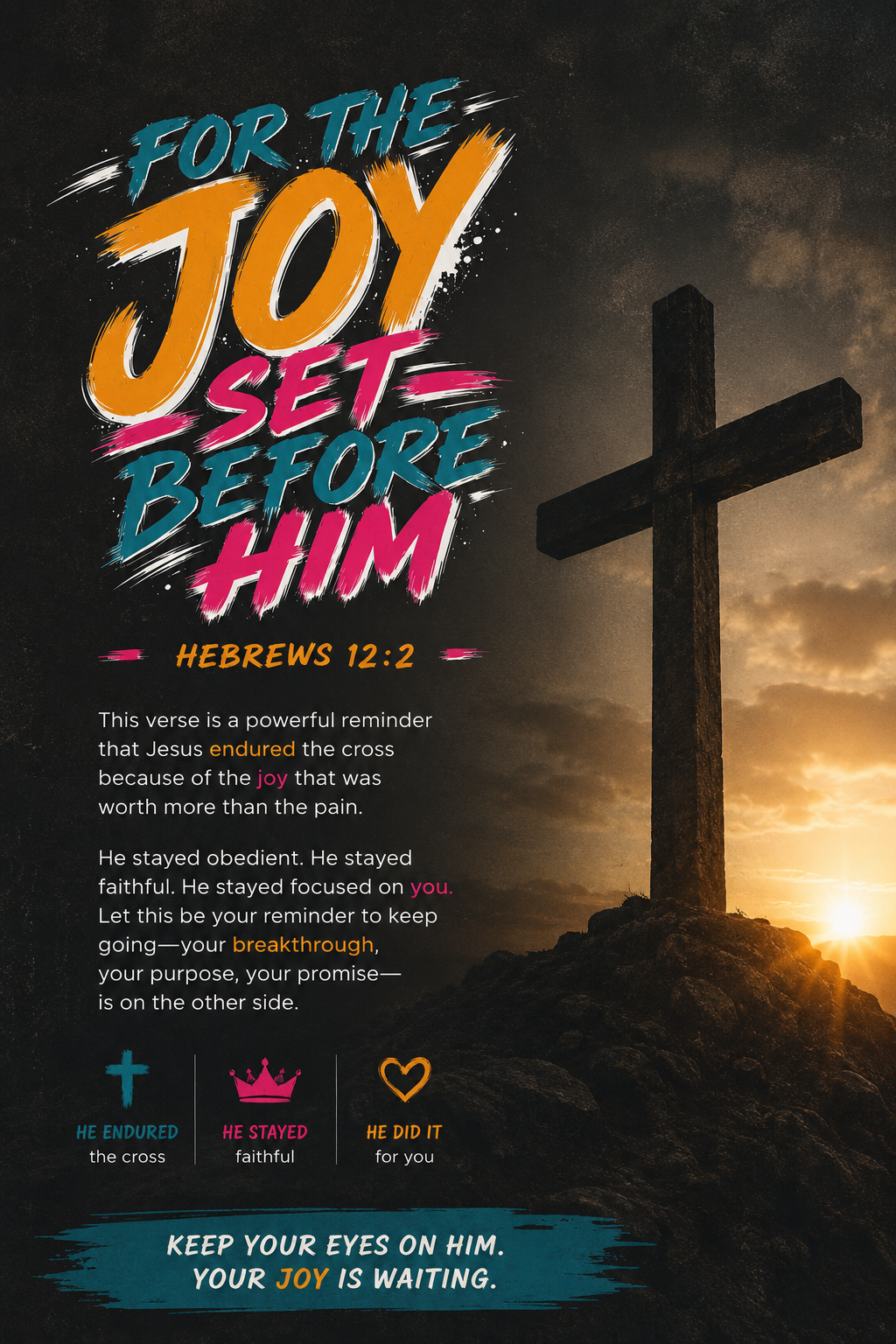 For the Joy Set Before Him Shirt, Christian Streetwear Tee, Hebrews 12:2 Graphic Tee, Faith Based Shirt, Christian Gift