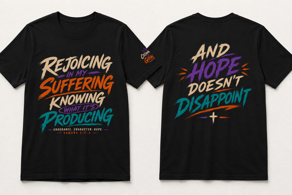 Rejoicing In My Suffering Shirt | Romans 5 3 5 Christian Tee | Hope Doesnt Disappoint | Faith Streetwear Shirt