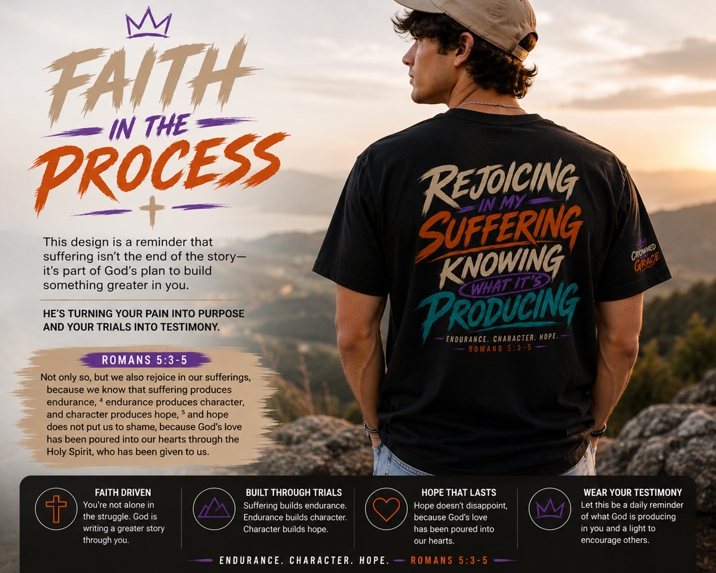 Rejoicing In My Suffering Shirt | Romans 5 3 5 Christian Tee | Hope Doesnt Disappoint | Faith Streetwear Shirt