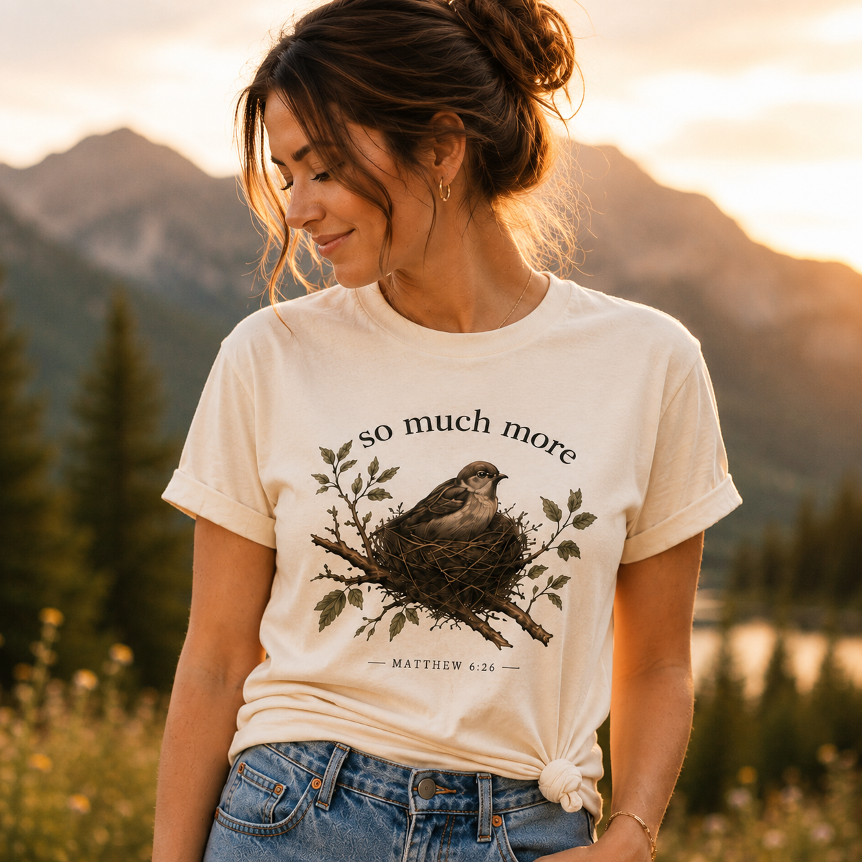 So Much More Matthew 6:26 Christian T-Shirt | Faith Based Graphic Tee | Bella Canvas 3001 Inspirational Shirt | Crowned by Grace