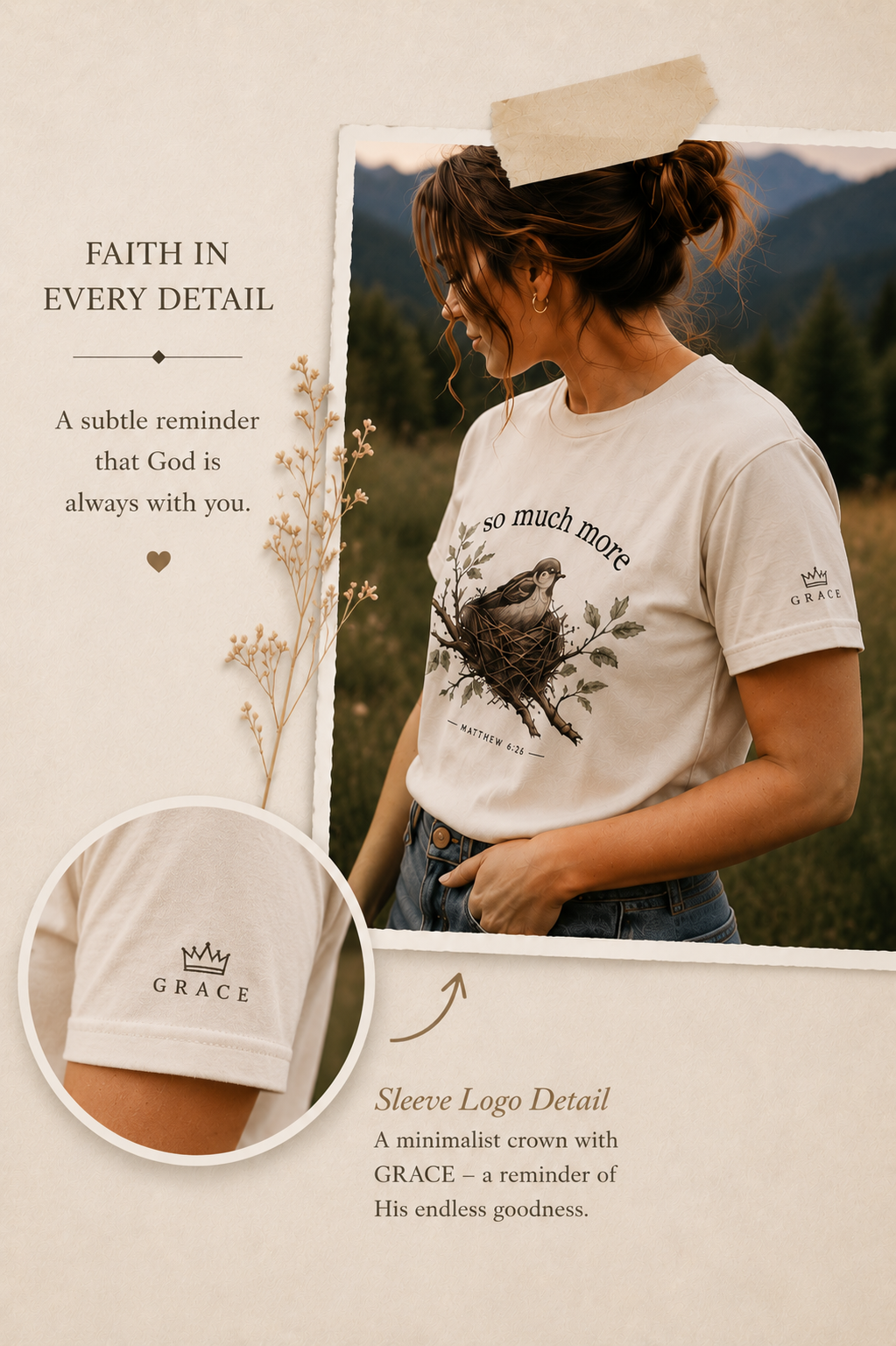 So Much More Matthew 6:26 Christian T-Shirt | Faith Based Graphic Tee | Bella Canvas 3001 Inspirational Shirt | Crowned by Grace