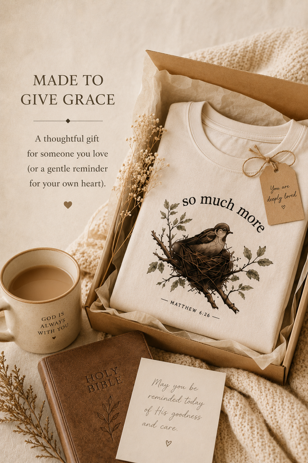 So Much More Matthew 6:26 Christian T-Shirt | Faith Based Graphic Tee | Bella Canvas 3001 Inspirational Shirt | Crowned by Grace