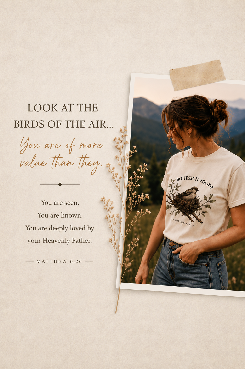 So Much More Matthew 6:26 Christian T-Shirt | Faith Based Graphic Tee | Bella Canvas 3001 Inspirational Shirt | Crowned by Grace