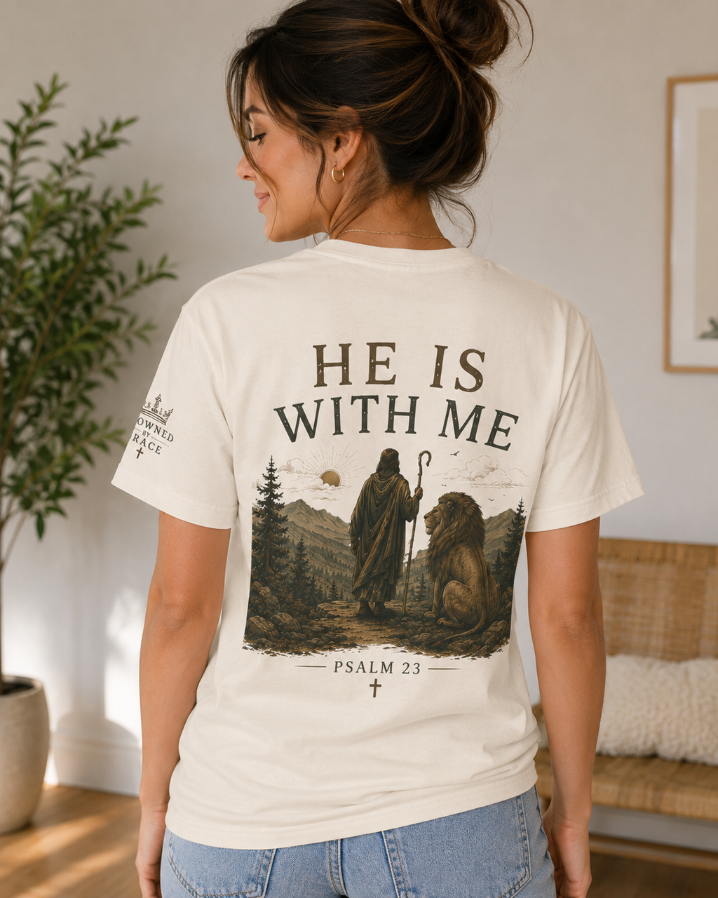 Psalm 23 Christian Shirt – “I Will Fear No Evil” Faith Tee | Christian Graphic Tee | Bella Canvas 3001 | Christian Streetwear | Crowned By Grace