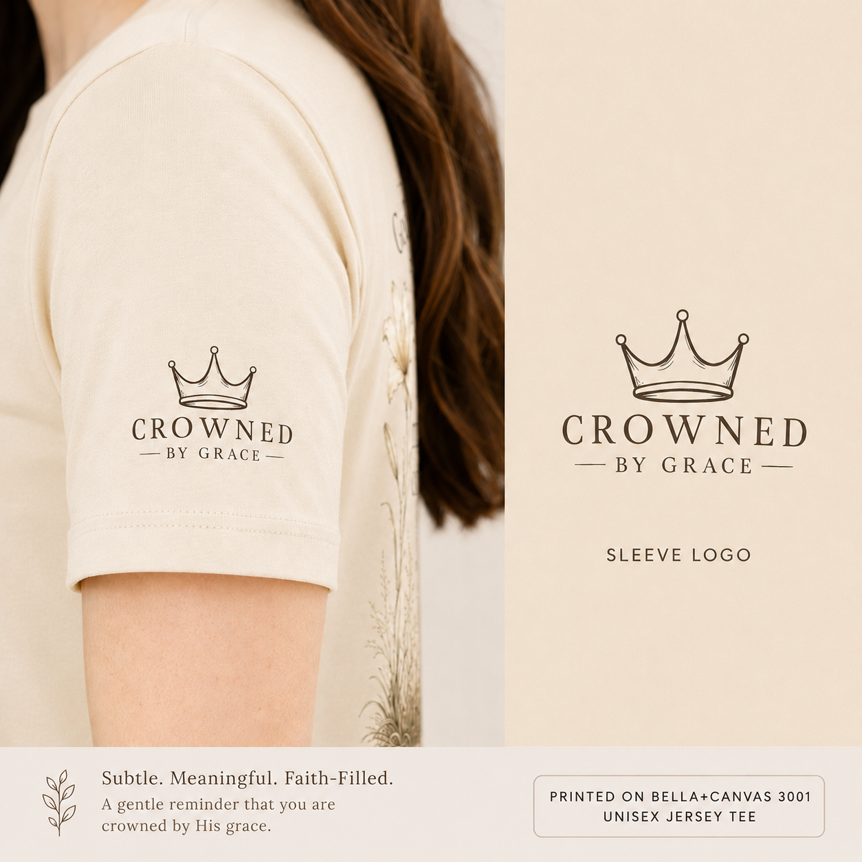 Neither Toil Nor Spin – Matthew 6:26 Christian Floral Tee | Faith-Based Bella+Canvas Shirt | Crowned By Grace