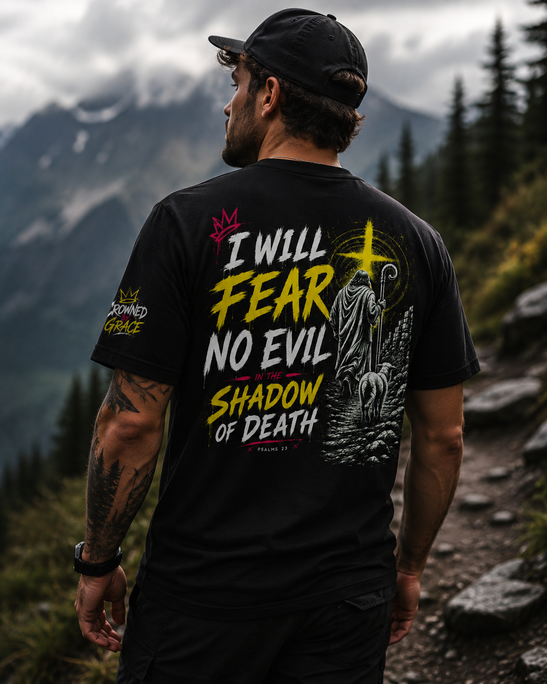 I Will Fear No Evil Christian T-Shirt | Psalm 23 Faith Shirt | He Is With Me Tee | Christian Streetwear | Bella Canvas 3001