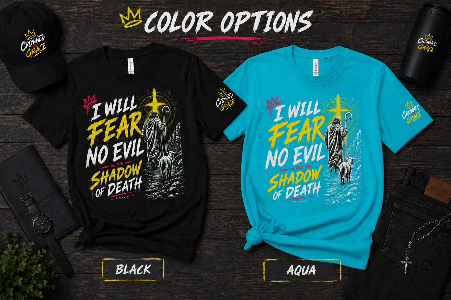 I Will Fear No Evil Christian T-Shirt | Psalm 23 Faith Shirt | He Is With Me Tee | Christian Streetwear | Bella Canvas 3001