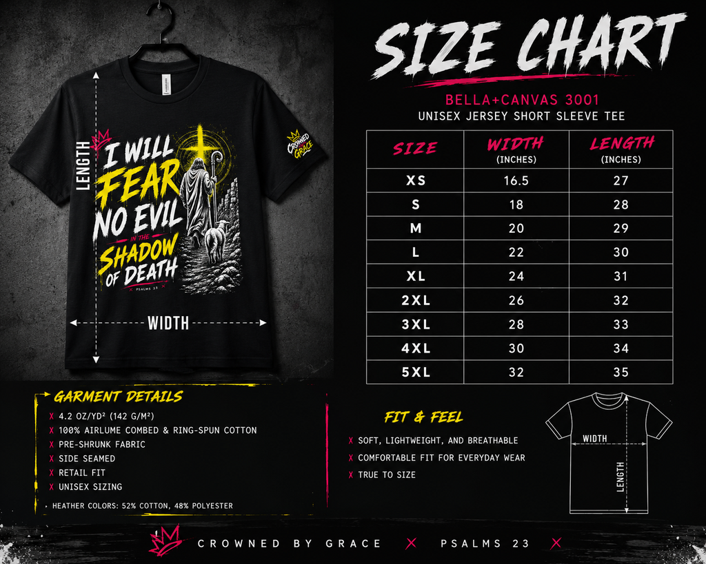I Will Fear No Evil Christian T-Shirt | Psalm 23 Faith Shirt | He Is With Me Tee | Christian Streetwear | Bella Canvas 3001