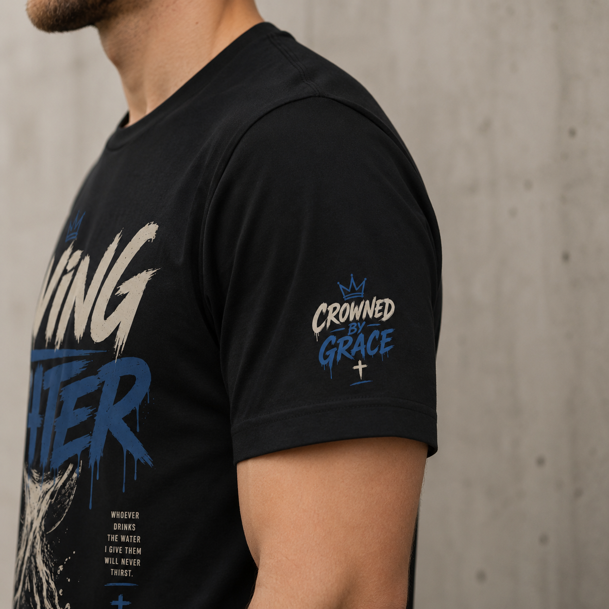Living Water Christian Shirt | John 4:14 Bible Verse Tee | Faith Streetwear Graphic Shirt | Crowned by Grace