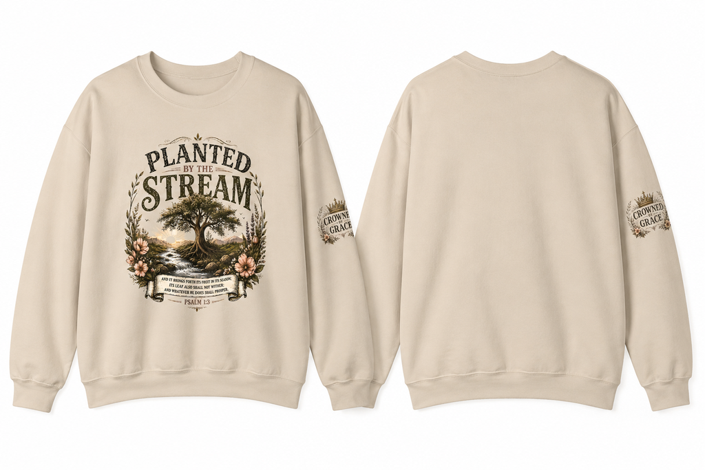 Planted By The Stream Christian Sweatshirt | Psalm 1:3 Crewneck | Faith Based Vintage Botanical Pullover | Christian Cozy Apparel