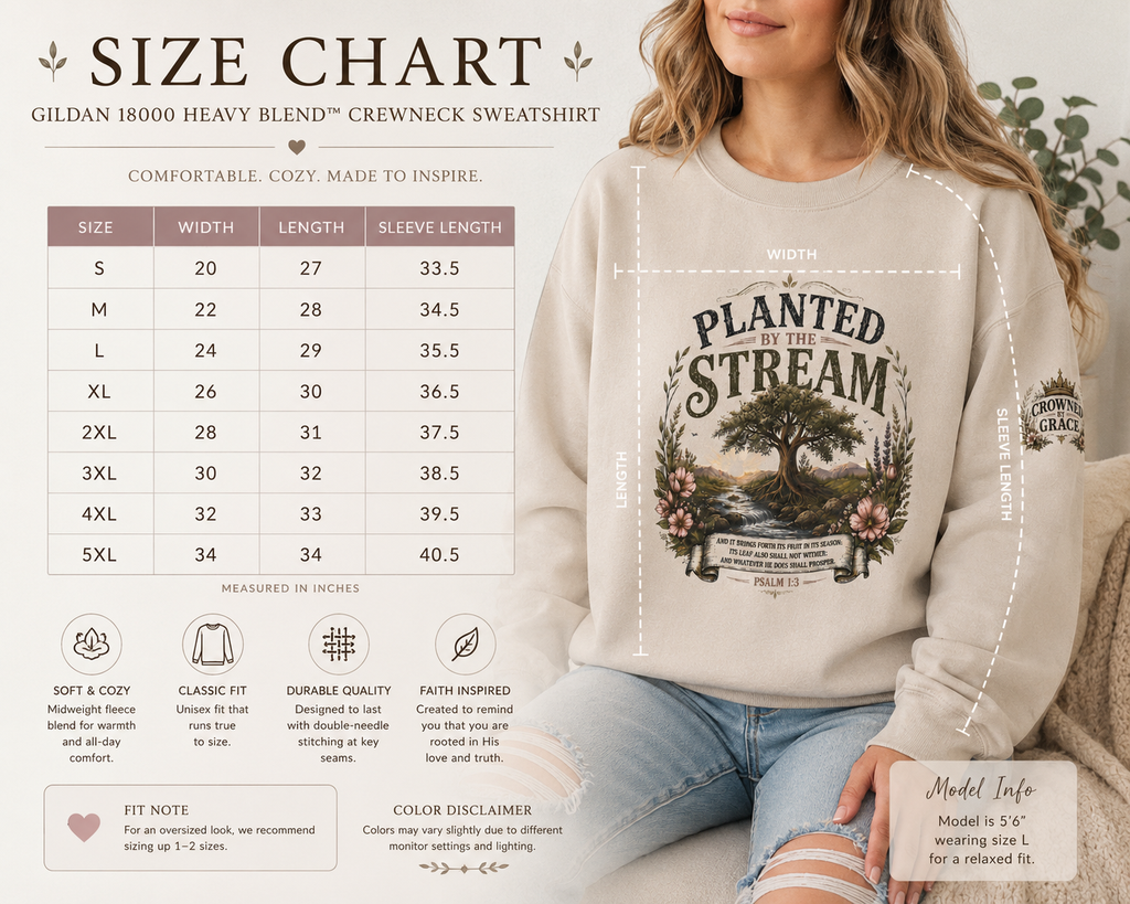 Planted By The Stream Christian Sweatshirt | Psalm 1:3 Crewneck | Faith Based Vintage Botanical Pullover | Christian Cozy Apparel