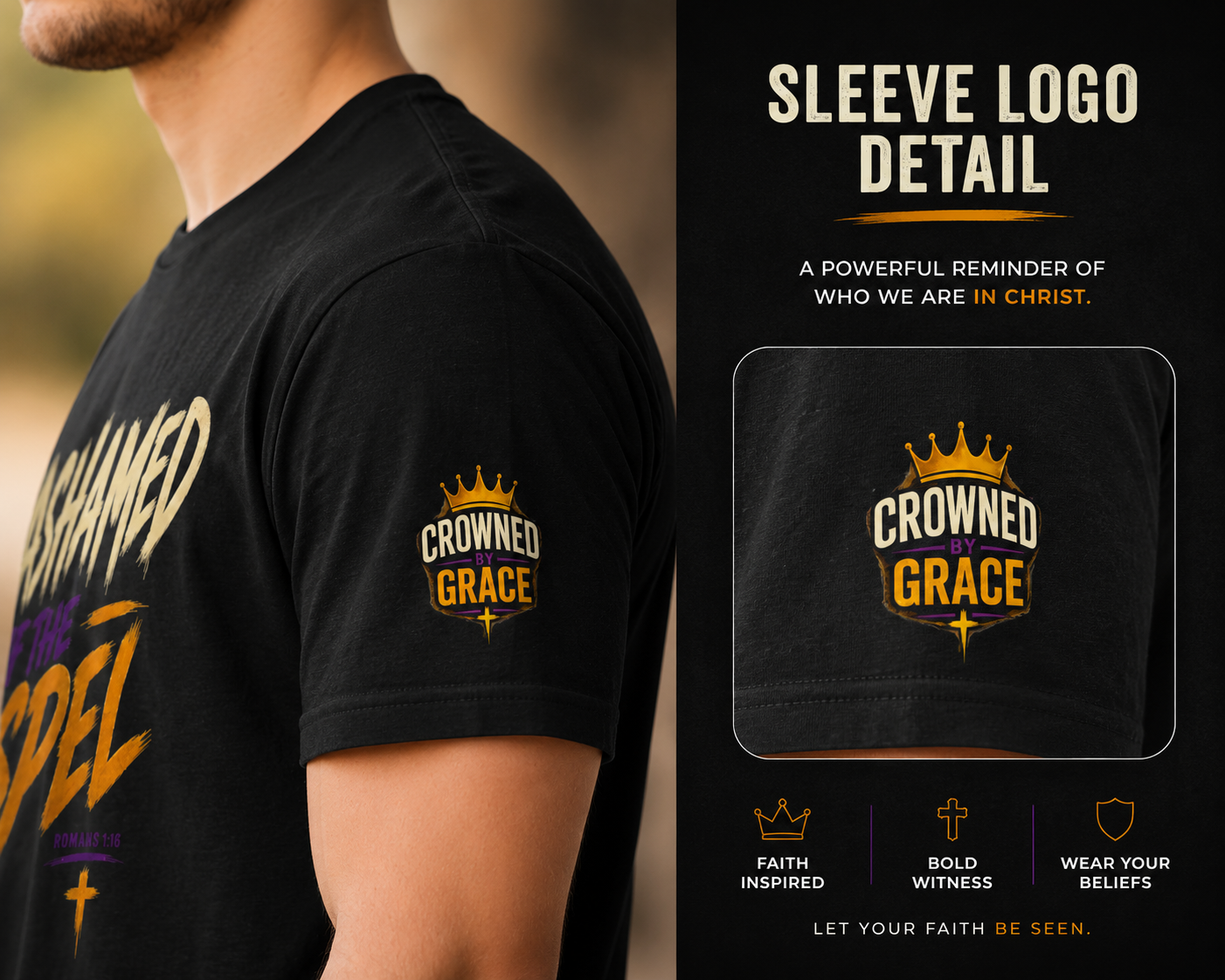 Not Ashamed of the Gospel Christian Shirt | Romans 1:16 Faith Based Graphic Tee | Bold Christian Streetwear | Crowned By Grace