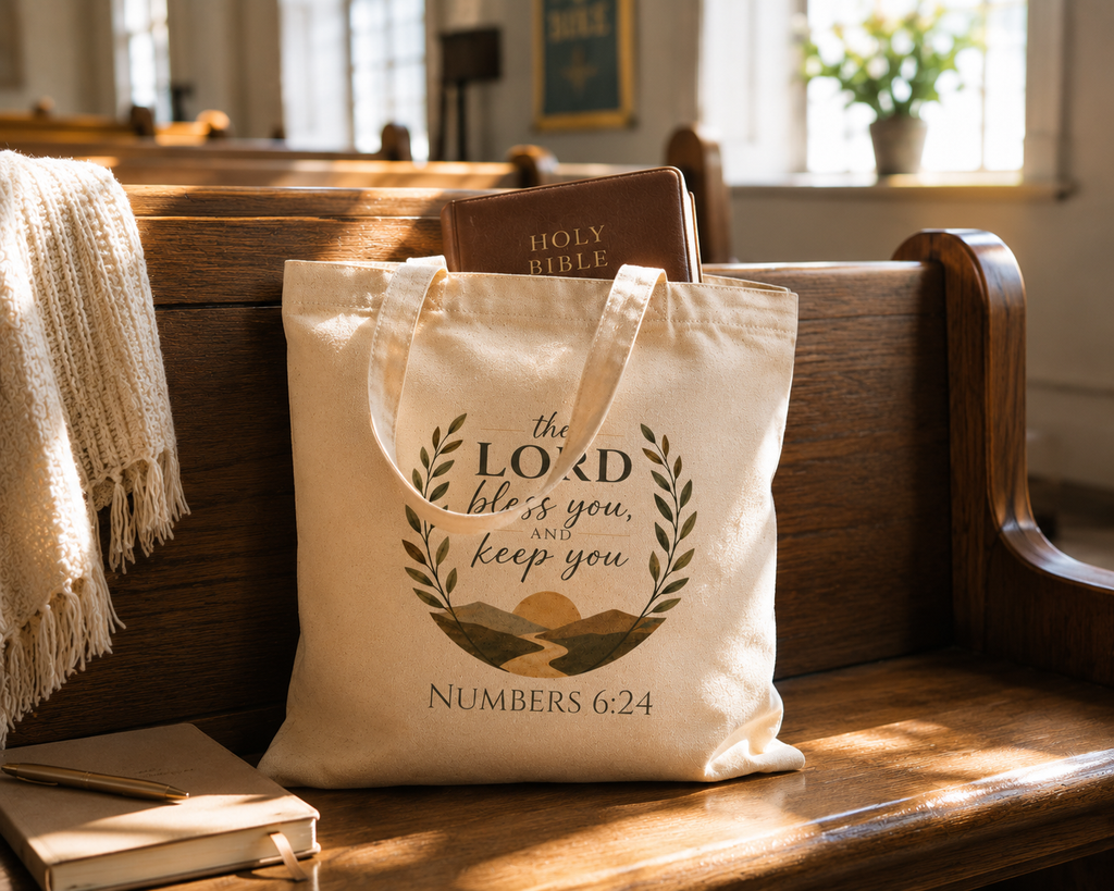 The Lord Bless You and Keep You Christian Tote Bag | Numbers 6:24 Bible Study Bag | Scripture Tote | Church Bag | Christian Gift for Women | Faith Canvas Tote