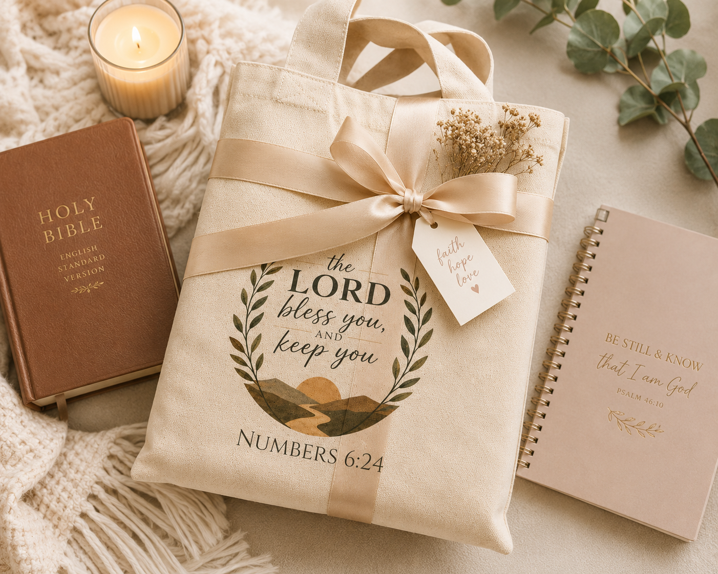 The Lord Bless You and Keep You Christian Tote Bag | Numbers 6:24 Bible Study Bag | Scripture Tote | Church Bag | Christian Gift for Women | Faith Canvas Tote