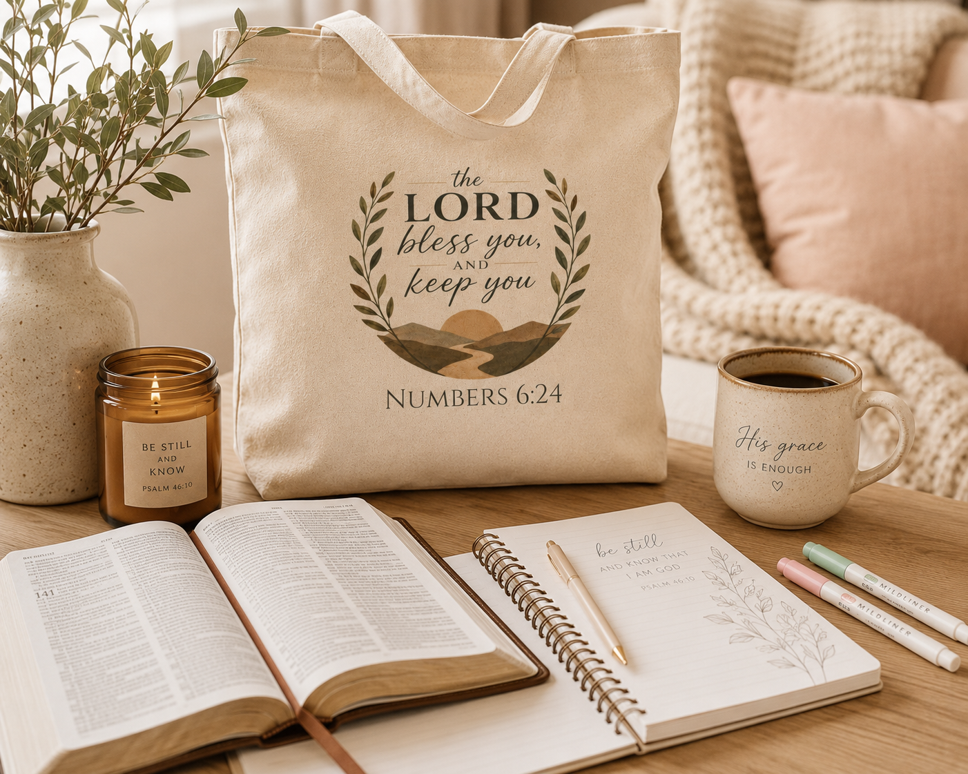 The Lord Bless You and Keep You Christian Tote Bag | Numbers 6:24 Bible Study Bag | Scripture Tote | Church Bag | Christian Gift for Women | Faith Canvas Tote