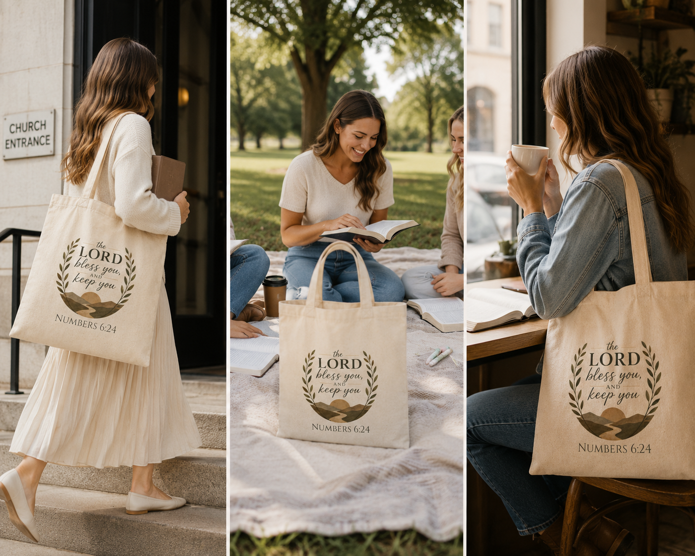 The Lord Bless You and Keep You Christian Tote Bag | Numbers 6:24 Bible Study Bag | Scripture Tote | Church Bag | Christian Gift for Women | Faith Canvas Tote