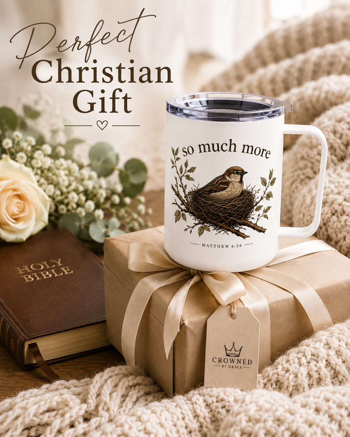 So Much More Christian Travel Mug | Matthew 6:26 Scripture Coffee Mug | Faith-Based Coffee Cup | Christian Gift | Bible Verse Mug