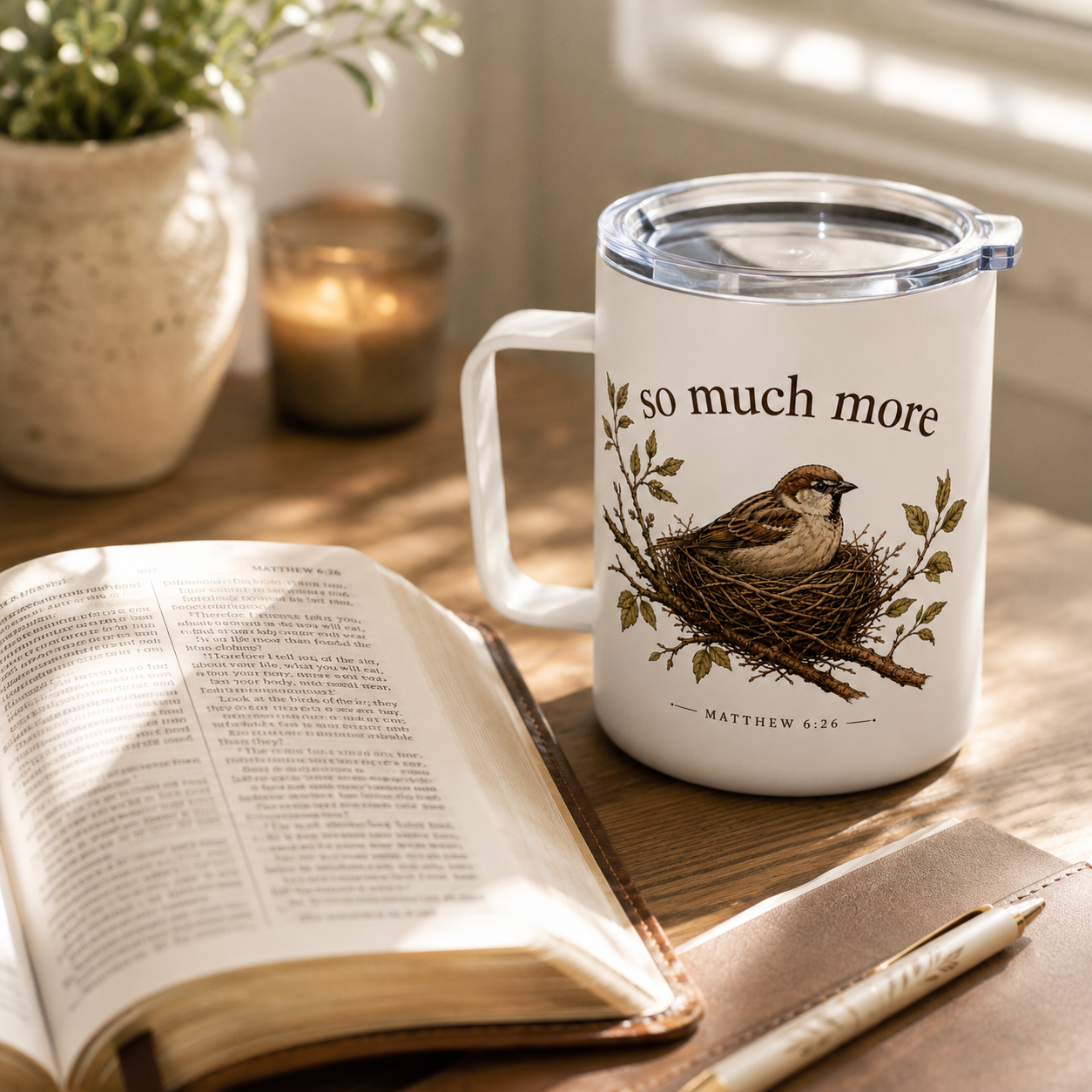 So Much More Christian Travel Mug | Matthew 6:26 Scripture Coffee Mug | Faith-Based Coffee Cup | Christian Gift | Bible Verse Mug