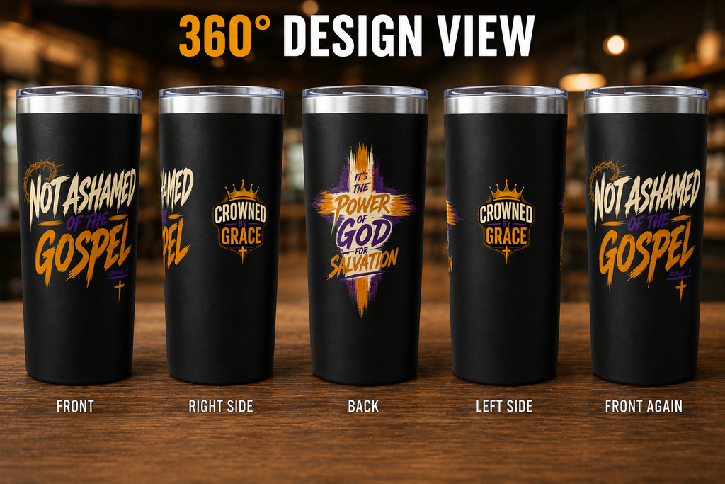 Not Ashamed of the Gospel Christian Tumbler | Romans 1:16 Bible Verse Tumbler | Faith-Based Travel Cup | Christian Gift | Insulated Coffee Tumbler