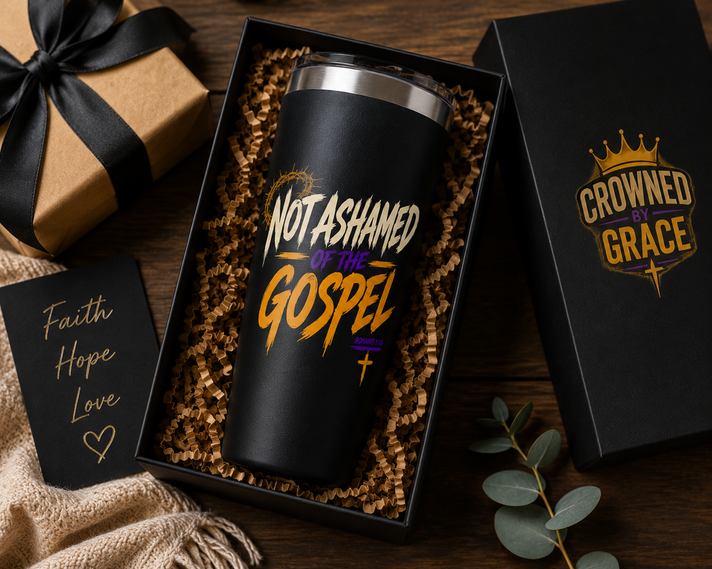 Not Ashamed of the Gospel Christian Tumbler | Romans 1:16 Bible Verse Tumbler | Faith-Based Travel Cup | Christian Gift | Insulated Coffee Tumbler