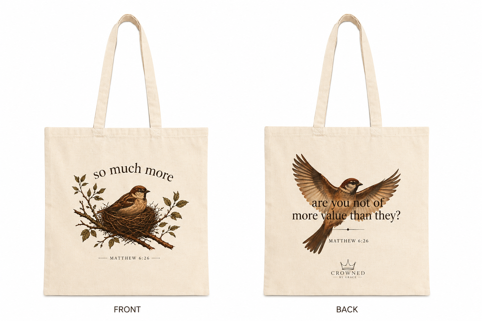 So Much More Christian Tote Bag | Matthew 6:26 Scripture Tote | Bible Study Bag | Church Bag | Christian Gift for Women | Faith-Based Canvas Tote
