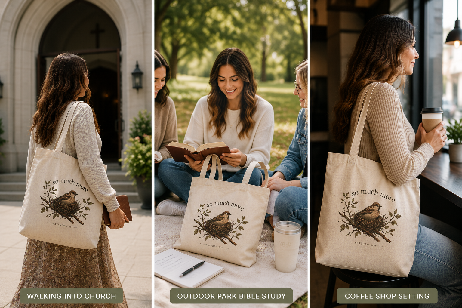So Much More Christian Tote Bag | Matthew 6:26 Scripture Tote | Bible Study Bag | Church Bag | Christian Gift for Women | Faith-Based Canvas Tote