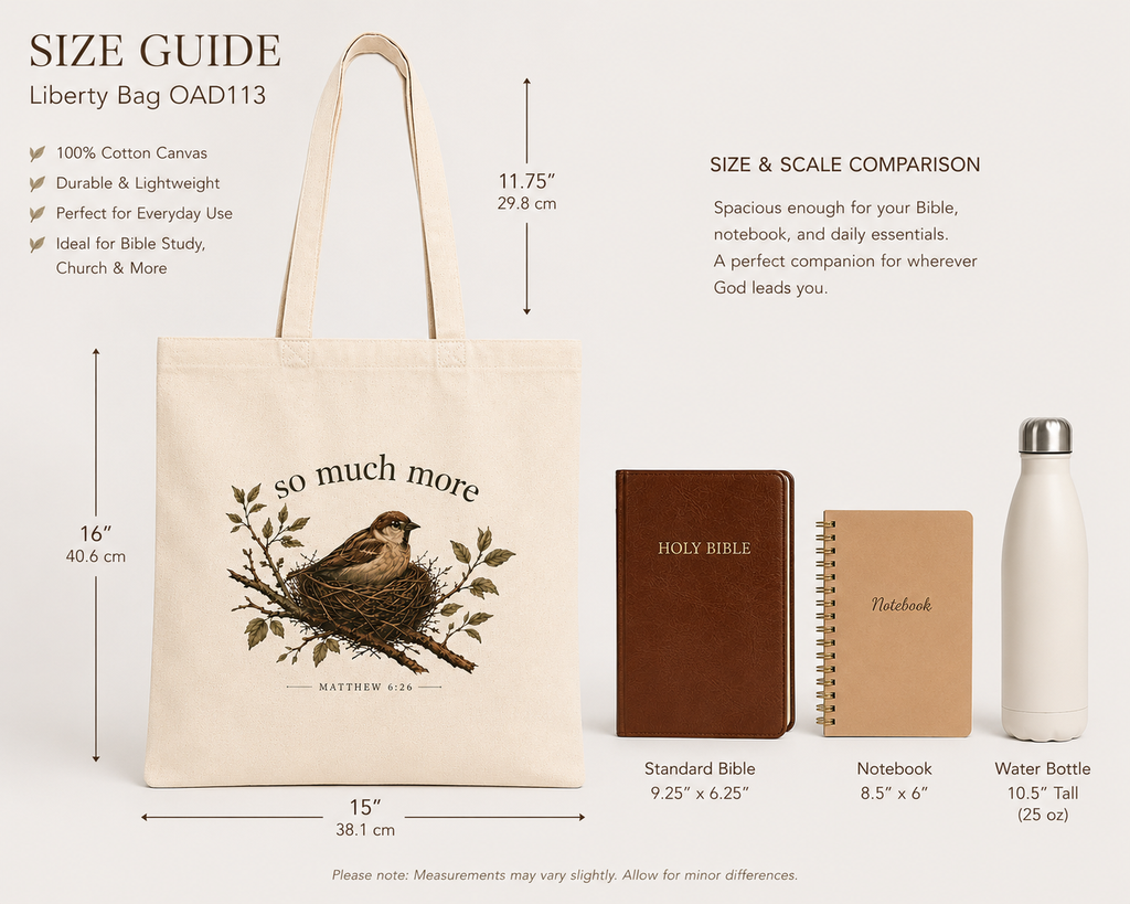 So Much More Christian Tote Bag | Matthew 6:26 Scripture Tote | Bible Study Bag | Church Bag | Christian Gift for Women | Faith-Based Canvas Tote
