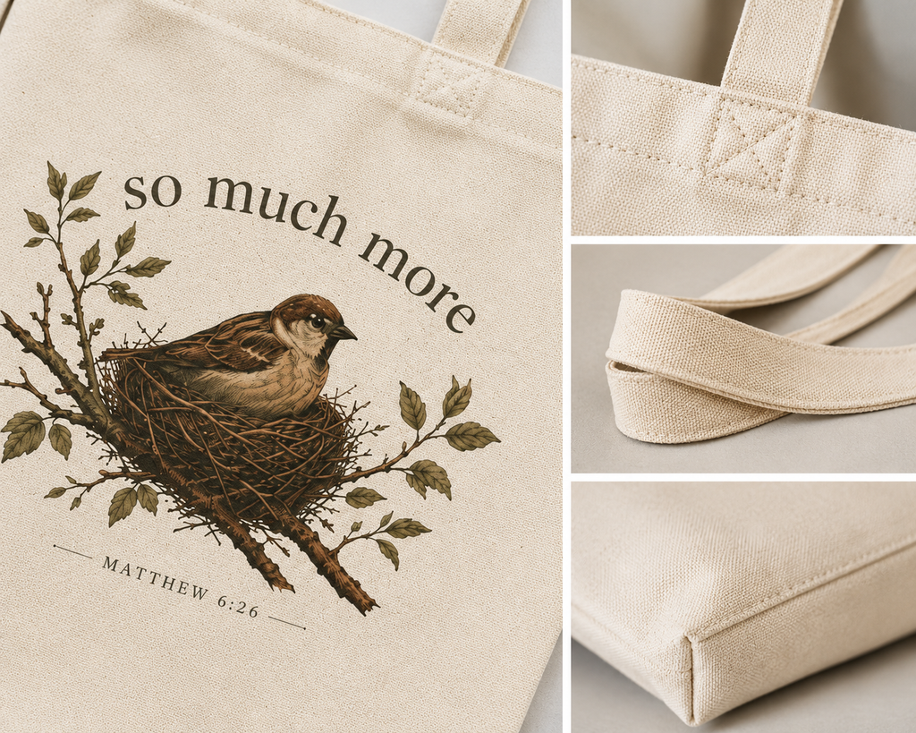 So Much More Christian Tote Bag | Matthew 6:26 Scripture Tote | Bible Study Bag | Church Bag | Christian Gift for Women | Faith-Based Canvas Tote