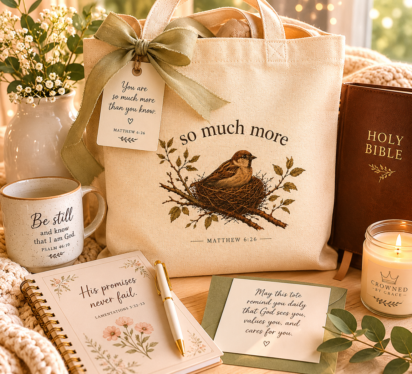 So Much More Christian Tote Bag | Matthew 6:26 Scripture Tote | Bible Study Bag | Church Bag | Christian Gift for Women | Faith-Based Canvas Tote