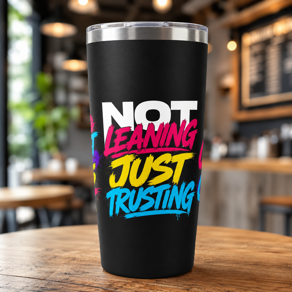 Not Leaning Just Trusting Christian Tumbler | Proverbs 3:5-6 Bible Verse Tumbler | Faith-Based Travel Cup | Christian Gift | Insulated Coffee Tumbler