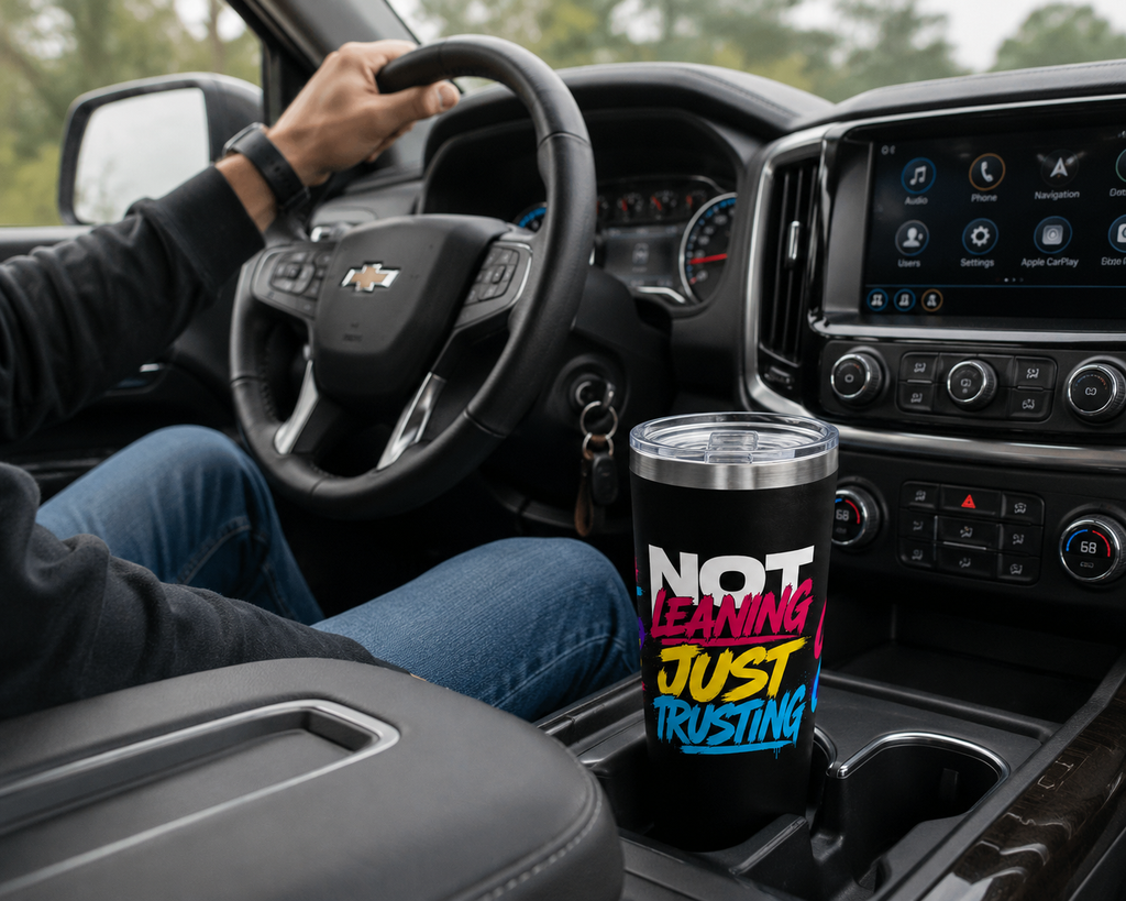 Not Leaning Just Trusting Christian Tumbler | Proverbs 3:5-6 Bible Verse Tumbler | Faith-Based Travel Cup | Christian Gift | Insulated Coffee Tumbler