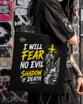 I Will Fear No Evil Christian Tote Bag | Bible Study Bag | Psalm 23 Scripture Tote | Church Bag | Christian Gift for Women | Faith-Based Canvas Tote