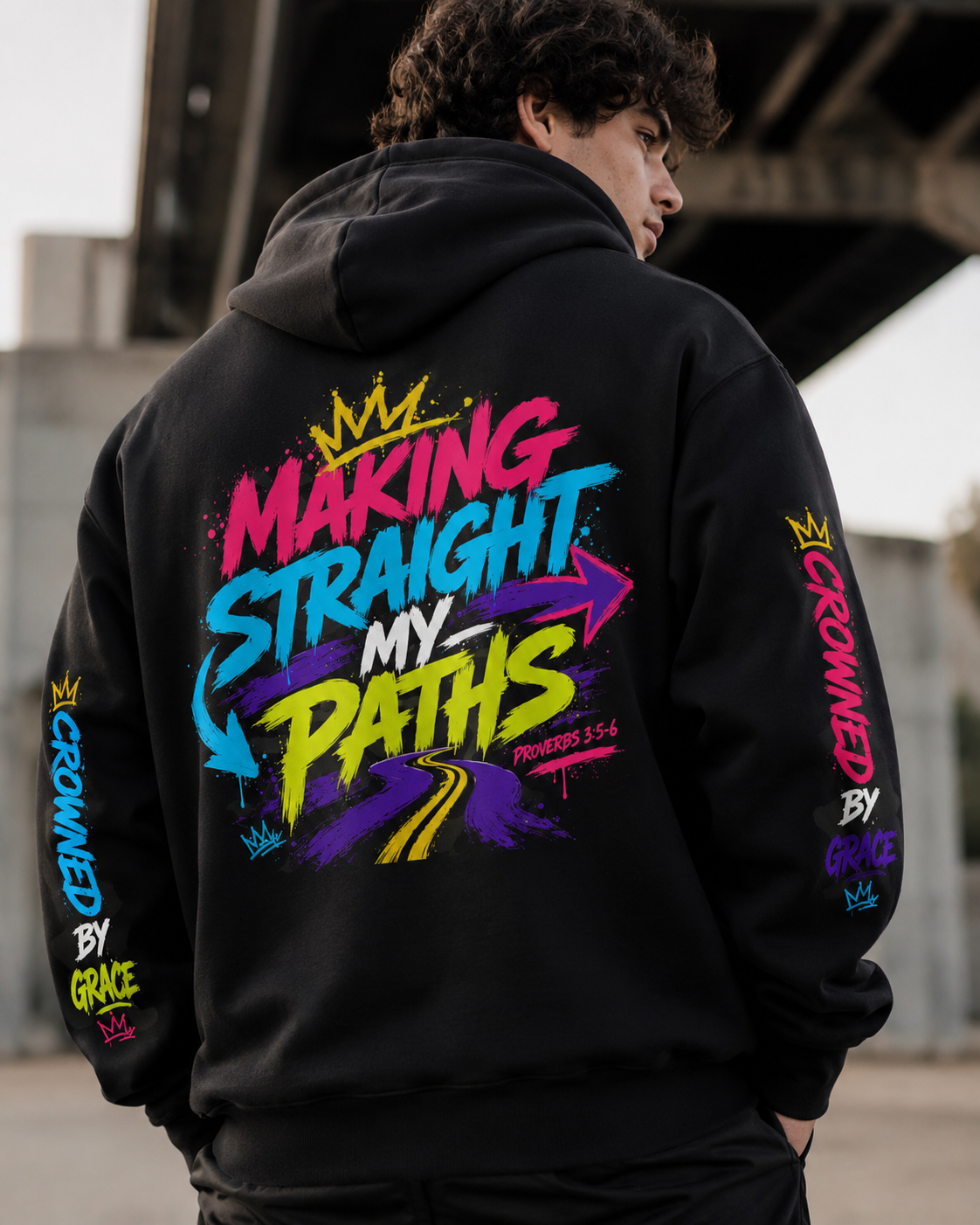 Not Leaning. Just Trusting. Christian Hoodie | Proverbs 3:5-6 Faith Hoodie | Streetwear Christian Apparel | Crowned by Grace
