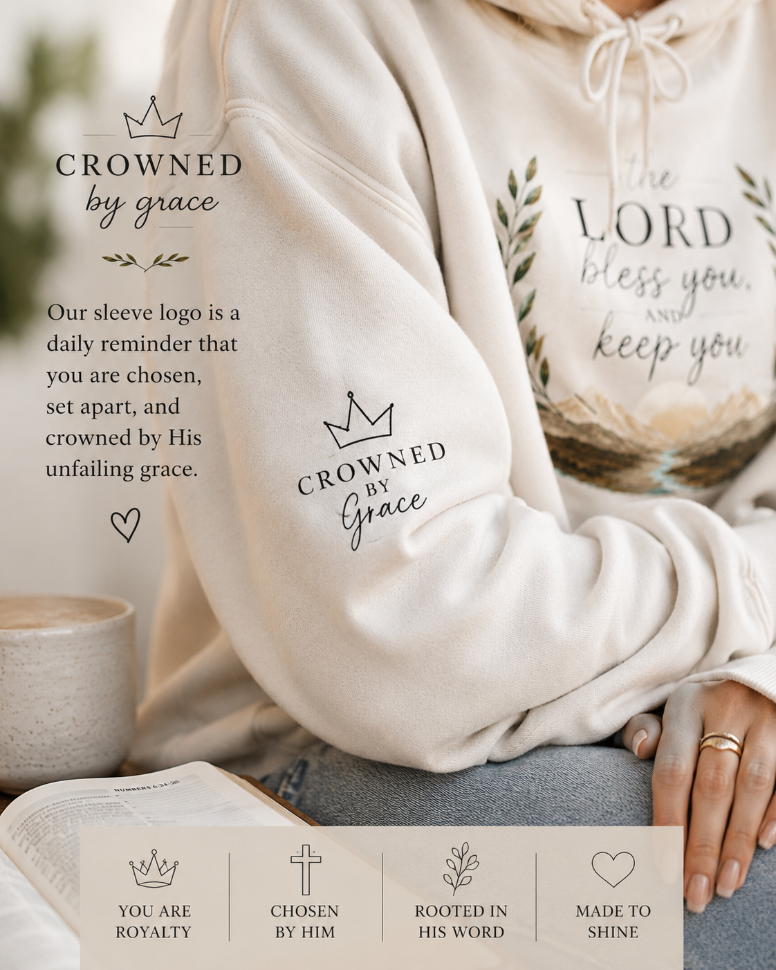 The Lord Bless You and Keep You Christian Hoodie | Numbers 6:24-26 Scripture Hoodie | Faith-Based Pullover