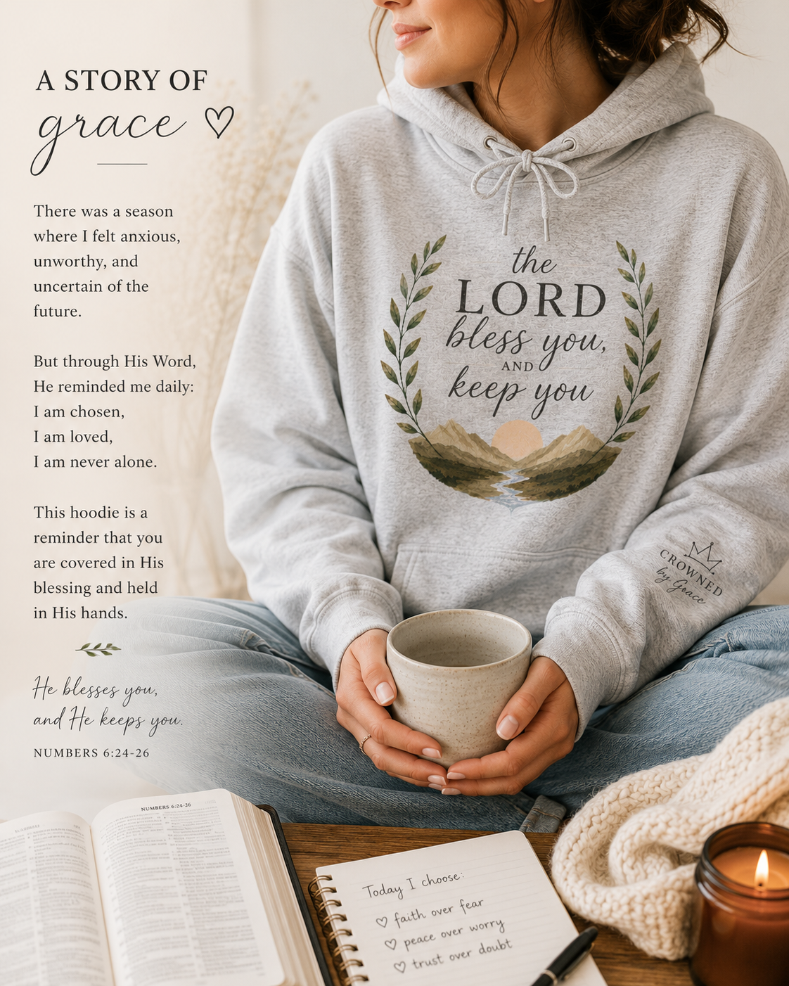 The Lord Bless You and Keep You Christian Hoodie | Numbers 6:24-26 Scripture Hoodie | Faith-Based Pullover