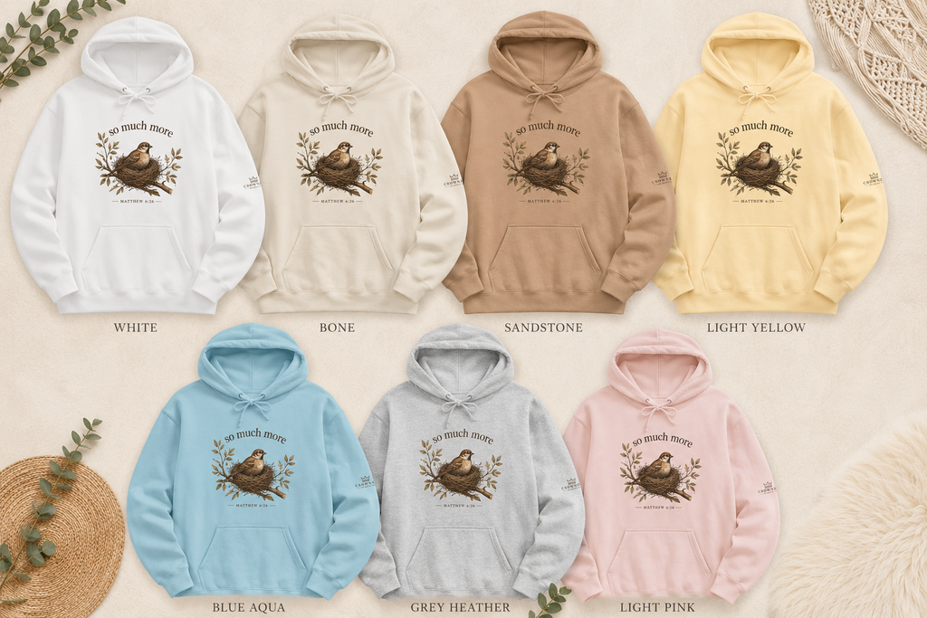 ￼So Much More Christian Hoodie | Matthew 6:26 Faith-Based Hoodie | Sparrow Bible Verse Hoodie | Christian Gift | Crowned by Grace