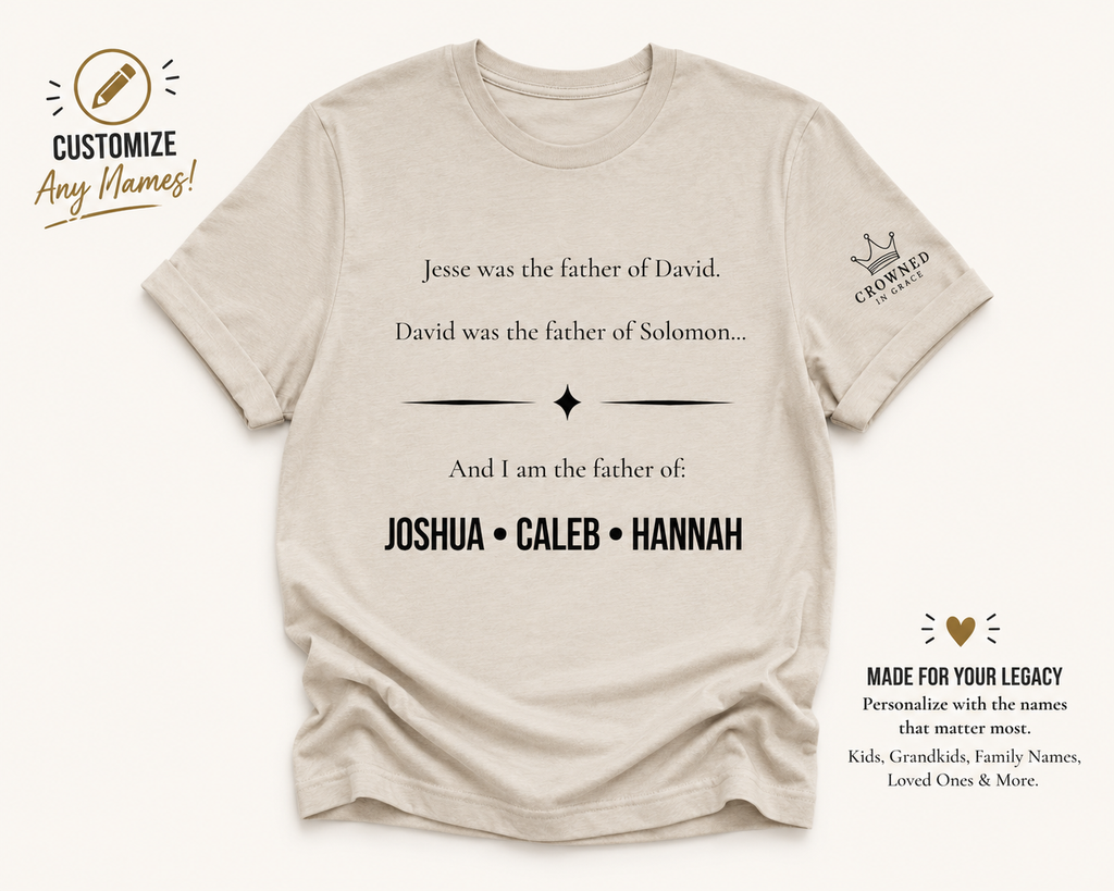 Building a Legacy of Faith Personalized Christian Father Shirt | Custom Dad Names Tee | Joshua 24:15 Faith-Based Father's Day Gift | Christian Dad Shirt
