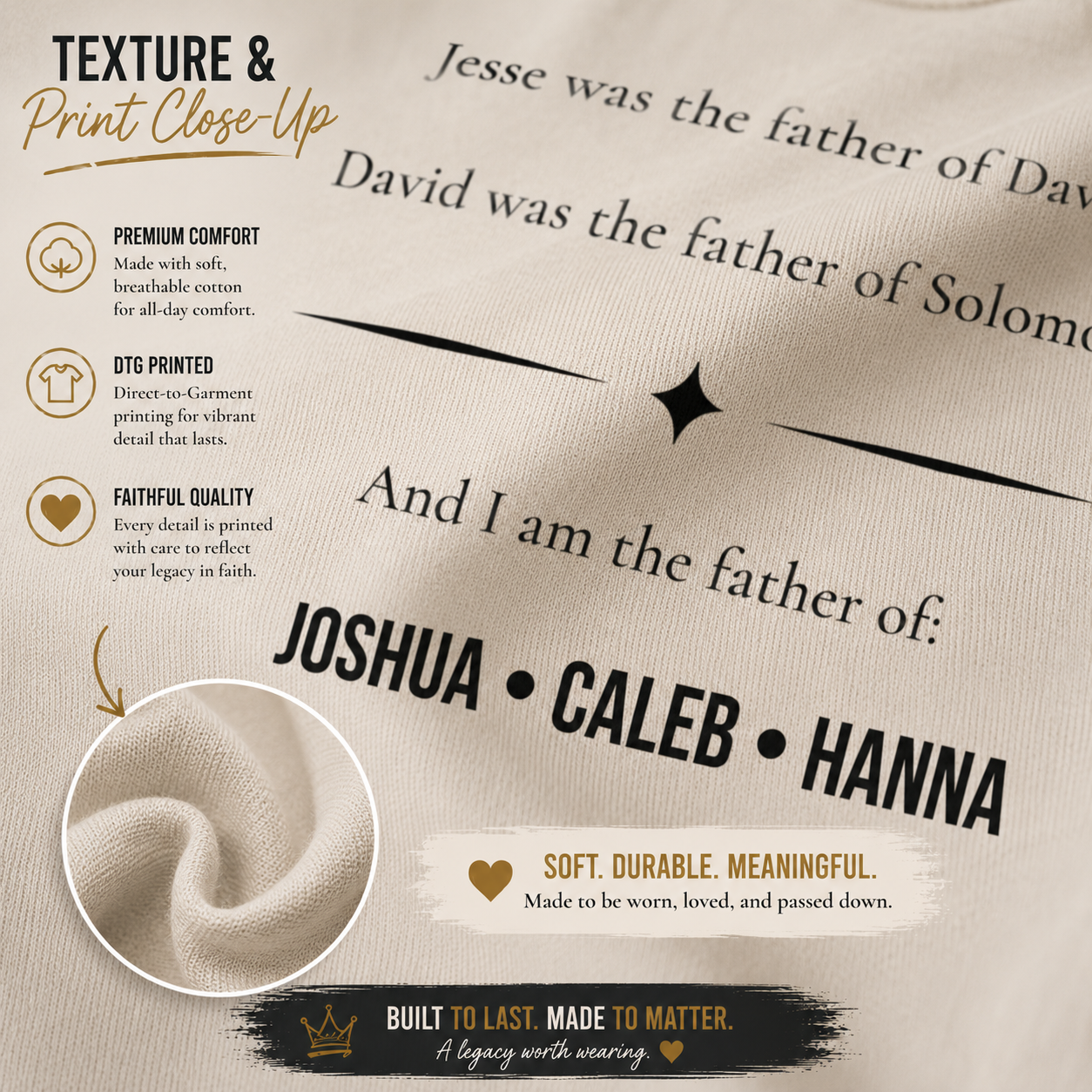 Building a Legacy of Faith Personalized Christian Father Shirt | Custom Dad Names Tee | Joshua 24:15 Faith-Based Father's Day Gift | Christian Dad Shirt