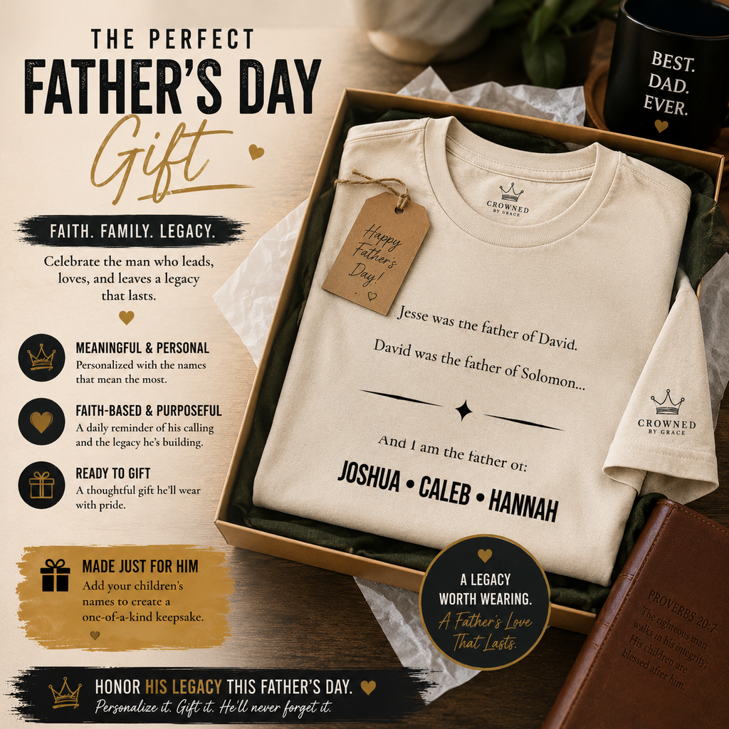 Building a Legacy of Faith Personalized Christian Father Shirt | Custom Dad Names Tee | Joshua 24:15 Faith-Based Father's Day Gift | Christian Dad Shirt