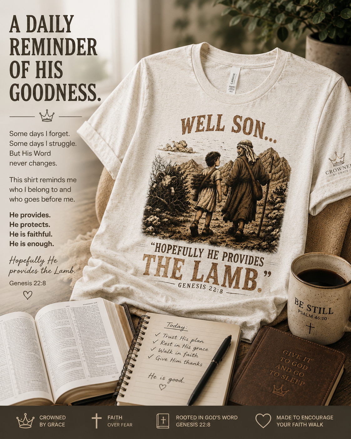 Well Son... Hopefully He Provides the Lamb | Genesis 22:8 Christian T-Shirt | Faith-Based Graphic Tee